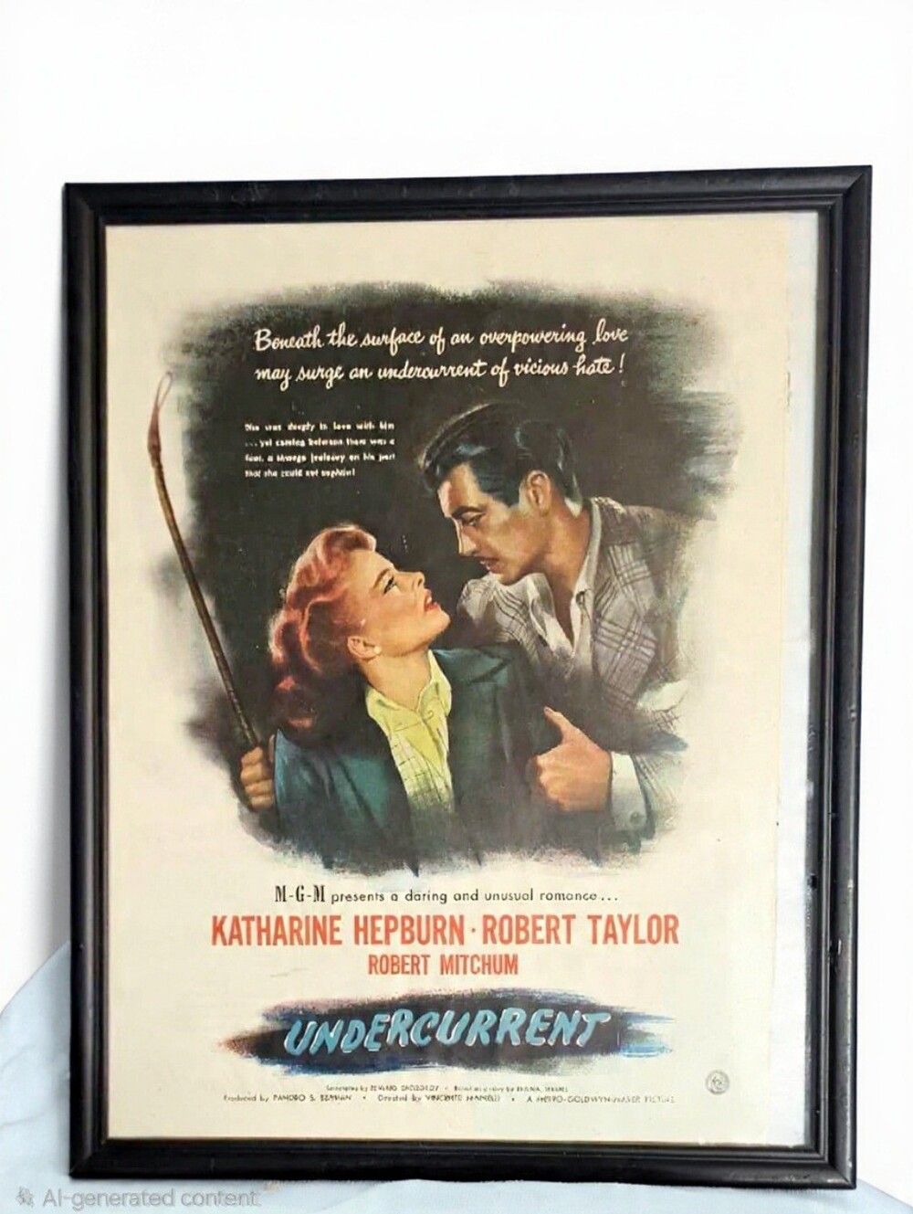 "Undercurrent" Framed Classic Movie Original Print Ad With Katherine Hepburn